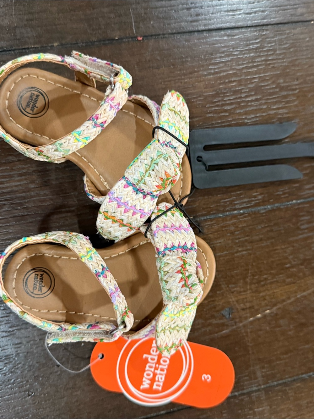 wonder nation Girls' Braided Bow Sandals - Multicolor Pastel